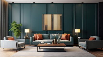 Modern luxury living room interior composition inspired by aesthetic color palettes 