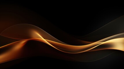 Abstract gold wave on black background. illustration for your design. Generative AI