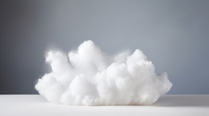 White cloud with dust particles on grey background. 3d rendering. Generative AI