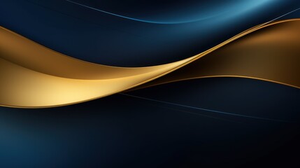 Dark blue and golden wavy background. 3d render illustration. Generative AI