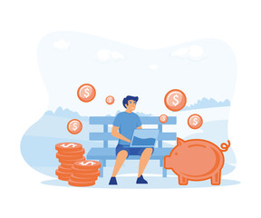 Computer freelancer and make money from home, make money from internet, success, remote work. flat vector modern illustration 