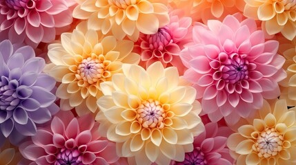 Seamless pattern with dahlias. Floral background. Generative AI