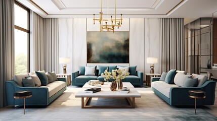 Obraz na płótnie Canvas Creative composition of modern elegant living room interior 
