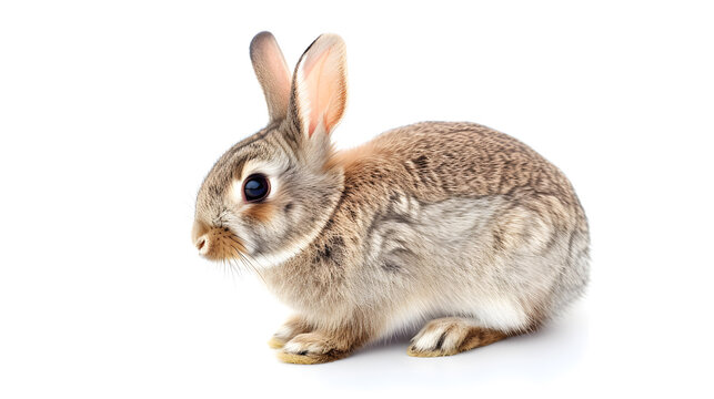 Rabbit on white background, stock photo. easter day.