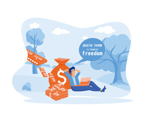 Businessman and passive income flat design. flat vector modern illustration 