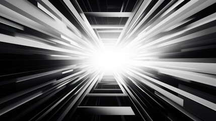 Abstract black background with white lines and light rays. illustration. Generative AI