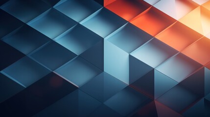 Abstract background of blue and orange geometric shapes. 3d rendering. Generative AI