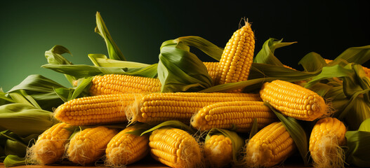 Freshly harvested corn presenting the pinnacle of agricultural success and healthy living with abundant copy space for promotional content