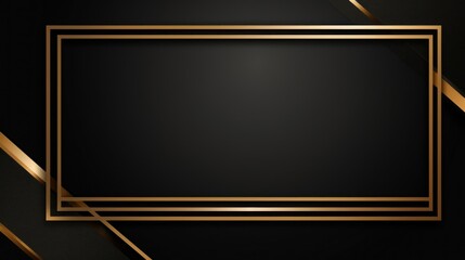 Luxury black background with golden frame. Template for design. illustration Generative AI