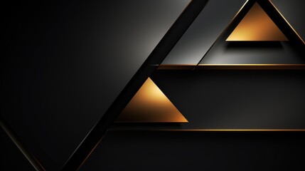 Abstract black metallic background with golden triangles. Graphic design element. illustration Generative AI