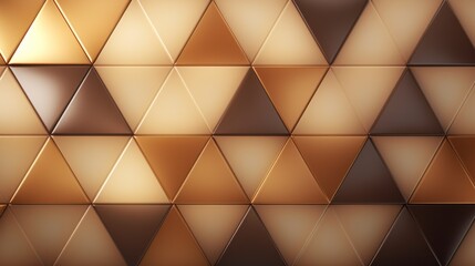 Abstract background of golden triangles. 3d rendering, 3d illustration. Generative AI