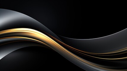 Abstract black and gold wavy background. 3d render illustration. Generative AI