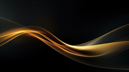 Abstract golden waves on black background. illustration for your design. Generative AI