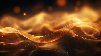 Kissenbezug Abstract gold wave on dark background. 3d rendering, 3d illustration. Generative AI © Alex