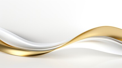 Abstract white and gold wavy background. 3d vector illustration. Generative AI