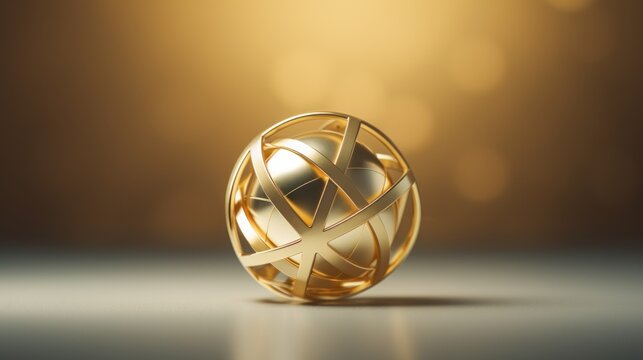 3d render of golden easter egg with ornament on golden background Generative AI