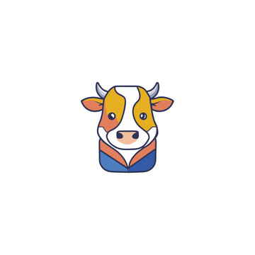 cute cow head logo design