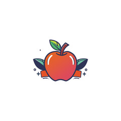 fresh apple silhouette vector illustration logo