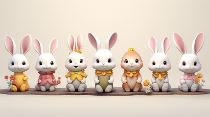 Obraz na płótnie Canvas Happy bunny with many easter eggs on grass festive background for decorative design
