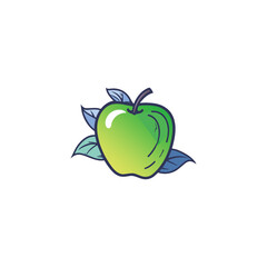 fresh apple silhouette vector illustration logo