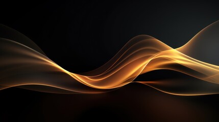 Abstract background with golden flowing lines on dark background. illustration. Generative AI