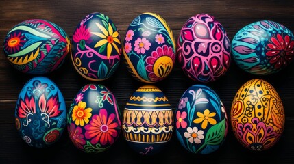 Fototapeta na wymiar Hand drawn easter day eggs with happy colours