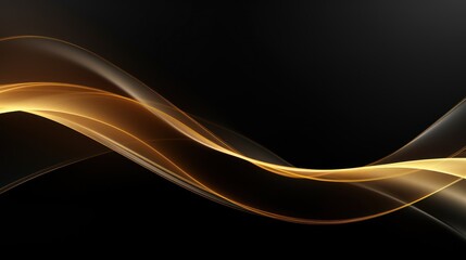 abstract golden waves on a black background, abstract background for wallpaper Generative AI