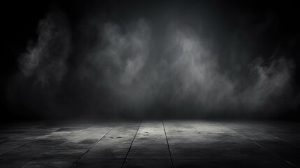 abstract dark room with smoke and floor, 3d render illustration Generative AI - obrazy, fototapety, plakaty