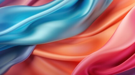 Abstract background of colorful silk or satin wavy folds. illustration Generative AI