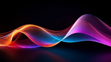 abstract background with colorful wavy lines on a dark background. Generative AI