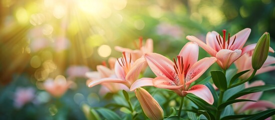 Blooming Beauty: A Captivating Group of Lilies in a Serene Garden Setting