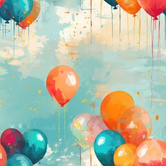 Abstract Vintage Acrylic Balloons Seamless Pattern AI Generated AI Generated