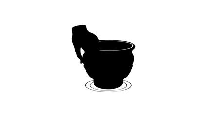 clay crafting emblem, black isolated silhouette