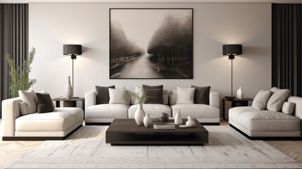Scandinavian elegance , creative composition of modern living room interior 