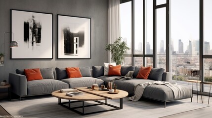 Modern luxury living room interior with contemporary color palette 