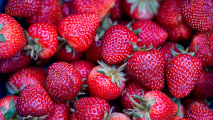 Fresh Strawberry Background, Perfect strawberries, ripe, fresh - food frame