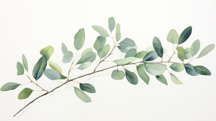 Eucalyptus branch with green leaves isolated on white background Generative AI - obrazy, fototapety, plakaty