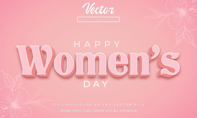 Happy womens day text effect 3d style