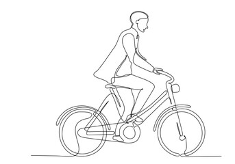 Fototapeta na wymiar continuous one line drawing of sport Cycling triathlon. Bicycle athlete or cyclist riding on the street. Vector illustration health concept