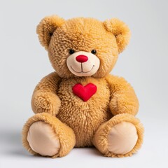 a teddy bear on grey studio background
