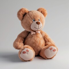 a teddy bear on grey studio background