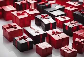  background isolated white cardboard black gift closeup boxes Red