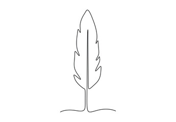 Continuous single line art bird feather. One line drawing of bird wing. Vector illustration. Free vector
