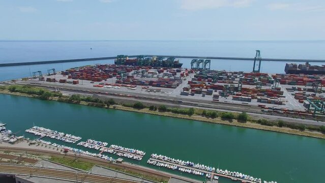 Railway and Tourist landing Marina Castelluccio near port Voltri Terminal Europa