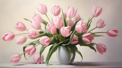 Beautiful Arrangement of Pink Tulips AI Generated