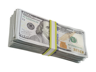 Stack of 100 dollar bills isolated on transparent background - 720967991