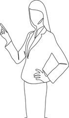 continuous line of young corporate businesswoman