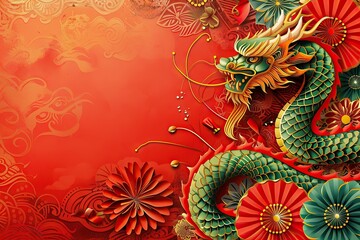 Chinese holiday background with dragon