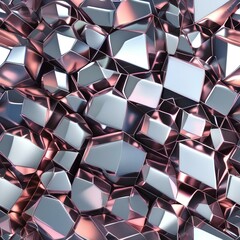 Abstract crystalline structure, transparent geometric shapes, refracted light, 3D rendering3