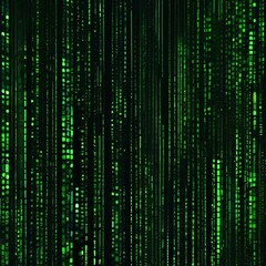 Digital code rain, falling lines of green code on a black background, cyberpunk aesthetic3